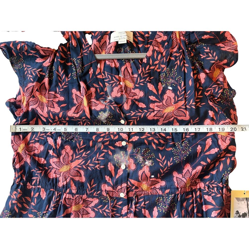 Trovata Birds of Paradis Hildie Dress Medium NWT Burgundy Pink Floral Tie Waist - Picture 9 of 9